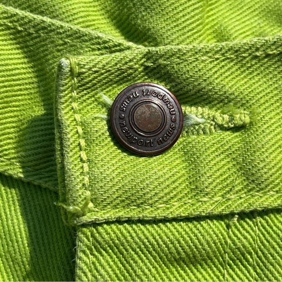Vintage 90s Jeanology Lime Green Cotton Denim Jean Shorts Newport News - Picture 2 of 5